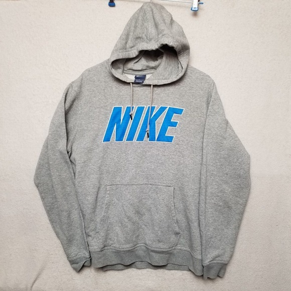 Nike Other - Nike Spellout Y2kHoodie Mens Lg Gray Blue Pullover Sweatshirt Blue Label‎